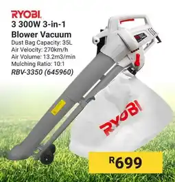 Builders Warehouse RYOBI 3 300W 3-in-1 Blower Vacuum offer