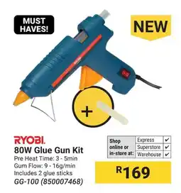 Builders Warehouse RYOBI 80W Glue Gun Kit offer