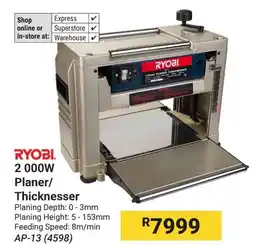Builders Warehouse RYOBI 2000W Planer/ Thicknesser offer