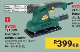Builders Warehouse RYOBI 150W Handyline Orbital Sander offer