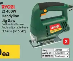 Builders Warehouse RYOBI 400W Handyline Jig Saw offer