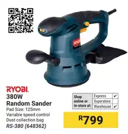 Builders Warehouse RYOBI 380W Random Sander offer