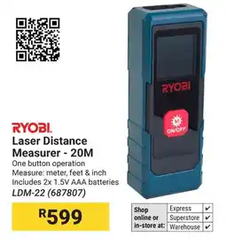 Builders Warehouse RYOBI Laser Distance Measurer offer