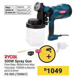 Builders Warehouse RYOBI 500W Spray Gun offer