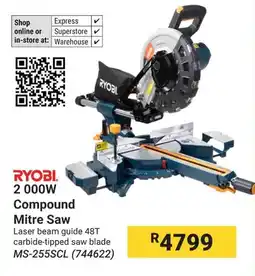 Builders Warehouse RYOBI 2000W Compound Mitre Saw offer