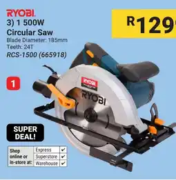 Builders Warehouse RYOBI 1500W Circular Saw offer