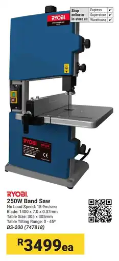 Builders Warehouse RYOBI 250W Band Saw offer