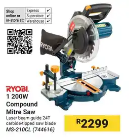 Builders Warehouse RYOBI 1200W Compound Mitre Saw offer