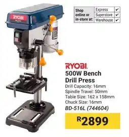 Builders Warehouse RYOBI 500W Bench Drill Press offer