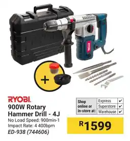 Builders Warehouse RYOBI 900W Rotary Hammer Drill - 4J offer
