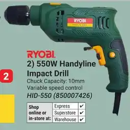 Builders Warehouse RYOBI 550W Handyline Impact Drill offer