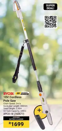 Builders Warehouse RYOBI 18V Cordless Pole Saw offer