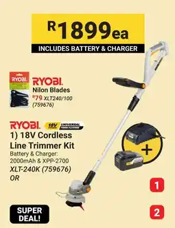 Builders Warehouse RYOBI 18V Cordless Line Trimmer Kit offer