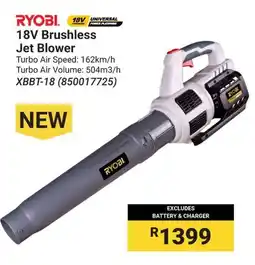 Builders Warehouse RYOBI 18V Brushless Jet Blower offer