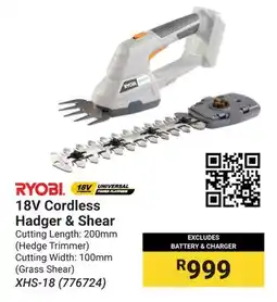 Builders Warehouse RYOBI 18V Cordless Hadger & Shear offer