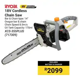 Builders Warehouse RYOBI 18V Cordless Chain Saw offer
