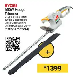 Builders Warehouse RYOBI 650W Hedge Trimmer offer