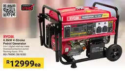 Builders Warehouse RYOBI 6.8kW 4-Stroke Petrol Generator offer