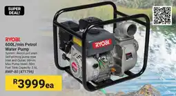 Builders Warehouse RYOBI 600L/min Petrol Water Pump offer