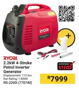 Builders Warehouse RYOBI 2.2kW 4-Stroke Petrol Inverter Generator offer