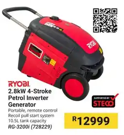 Builders Warehouse RYOBI 2.8kW 4-Stroke Petrol Inverter Generator offer