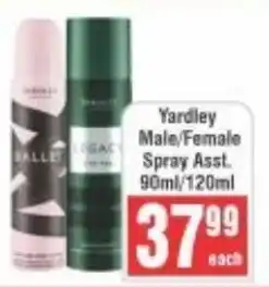 Frontline Yardley Male/ Female Spray Asst. offer