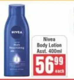 Frontline Nivea Body Lotion Asst. offer