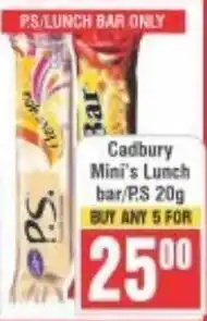 Frontline Cadbury Mini's Lunch bar/PS offer