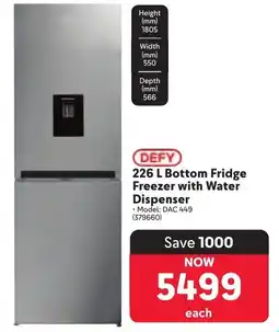 Makro Defy Bottom Fridge Freezer with Water Dispenser offer