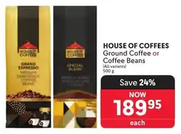 Makro HOUSE OF COFFEES Ground Coffee or Coffee Beans offer