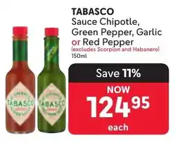 Makro TABASCO Sauce Chipotle, Green Pepper, Garlic or Red Pepper offer