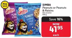 Makro SIMBA Peanuts or Peanuts & Raisins offer