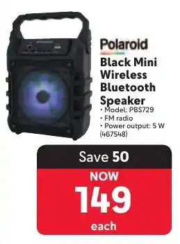 Makro Polaroid Black Mini Wireless Bluetooth Speaker offer
