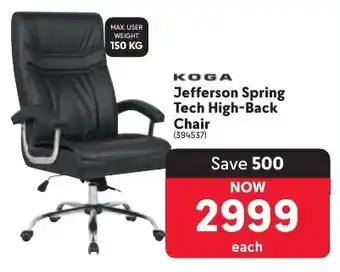 Makro KOGA Jefferson Spring Tech High-Back Chair offer