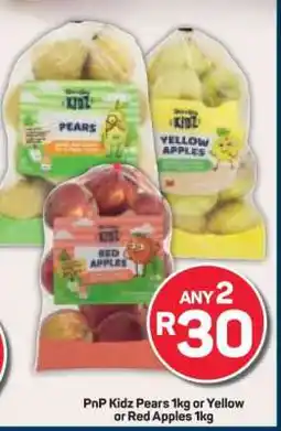 Pick n Pay PnP Kidz Pears 1kg or Yellow or Red Apples 1kg offer