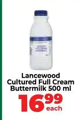 Food Lover's Market Lancewood Cultured Full Cream Buttermilk 500 ml offer