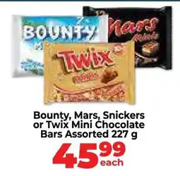 Food Lover's Market Bounty, Mars, Snickers or Twix Mini Chocolate Bars Assorted 227 g offer