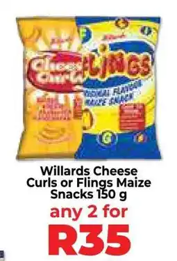 Food Lover's Market Willards Cheese Curls or Flings Maize Snacks 150 g offer