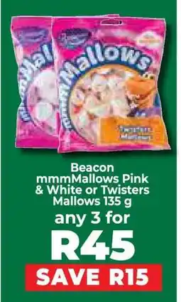 Food Lover's Market Beacon mmmMallows Pink & White or Twisters Mallows 135 g offer