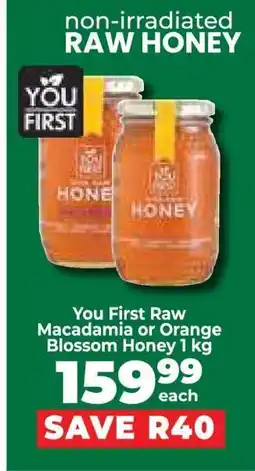 Food Lover's Market You First Raw Macadamia or Orange Blossom Honey 1 kg offer