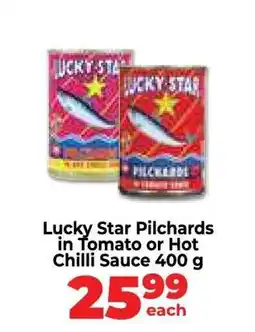 Food Lover's Market Lucky Star Pilchards in Tomato or Hot Chilli Sauce 400 g offer