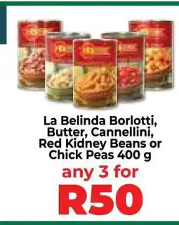 Food Lover's Market La Belinda Borlotti, Butter, Cannellini, Red Kidney Beans or Chick Peas 400 g offer