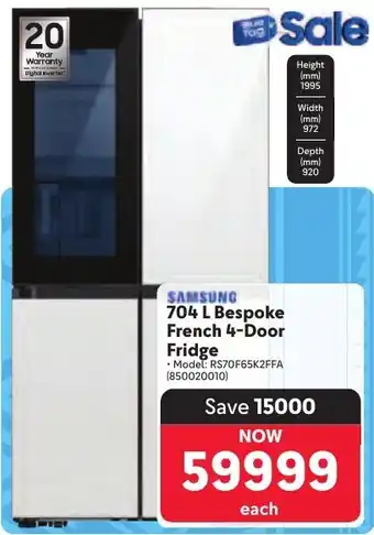 Makro SAMSUNG Bespoke French 4-Door Fridge offer