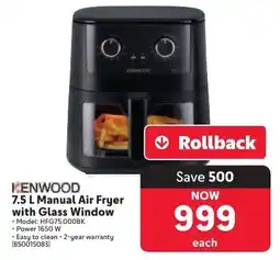 Makro KENWOOD Manual Air Fryer with Glass Window offer
