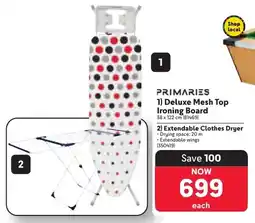 Makro PRIMARIES Deluxe Mesh Top Ironing Board or Extendable Clothes Dryer offer