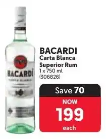 Makro BACARDI Carta Blanca Superior Rum offer
