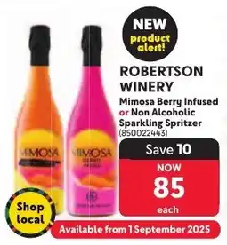 Makro ROBERTSON WINERY Mimosa Berry Infused or Non Alcoholic Sparkling Spritzer offer