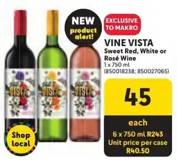 Makro VINE VISTA Sweet Red, White or Rosé Wine offer