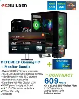 Incredible Connection PC Builder Defender Gaming PC + Monitor Bundle offer