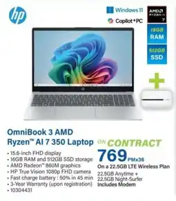 Incredible Connection HP OmniBook 3 AMD Ryzen AI 7 350 Laptop offer